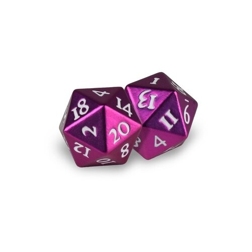 Ultra Pro -  D20 Heavy Metal Dice Set of two (2) - Grenadine Pink Metal Finish
