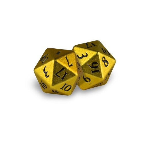 Ultra Pro -  D20 Heavy Metal Dice Set of two (2) - Bumblebee Yellow Metal Finish