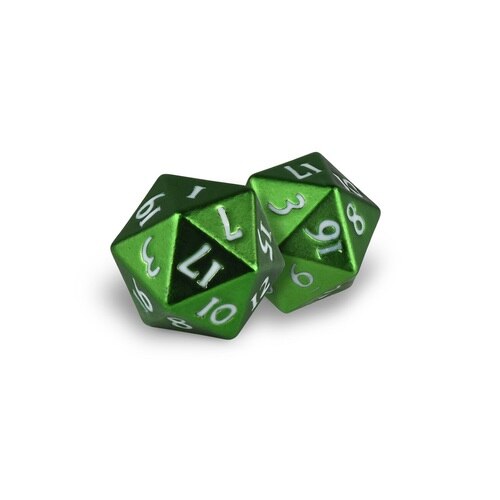 Ultra Pro -  D20 Heavy Metal Dice Set of two (2) - Emerald Frost Green Metal Finish