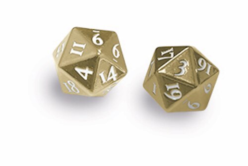 Ultra Pro -  D20 Heavy Metal Dice Set of two (2) - Gold Metal Finish