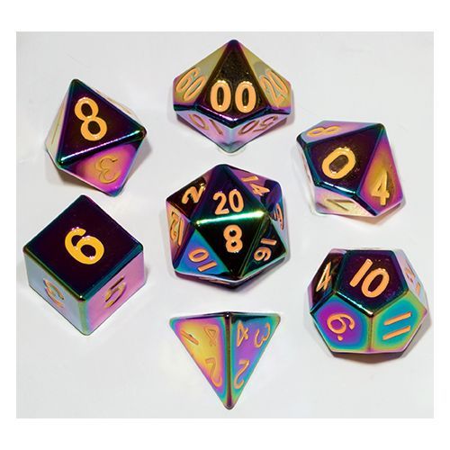 Metallic Dice Games - 16mm Polyhedral Dice  (Set of 7) - Torched Rainbow
