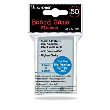 Ultra Pro Deck Protector  - MINI AMERICAN Size 41mm x 63mm Board Game Card Sleeves - 50 Count - CLEAR - TICKET TO RIDE