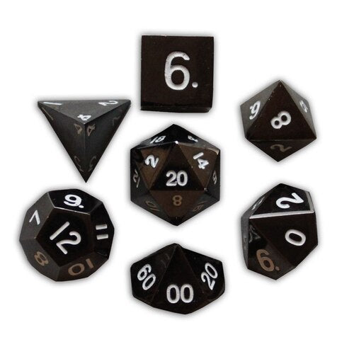 Norse Foundry - Drow Black - 16-22mm RPG Polyhedral Dice  (Set of 7)