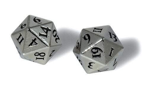 Ultra Pro -  D20 Heavy Metal Dice Set of two (2) - Chrome Metal Finish