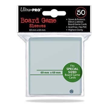 Ultra Pro Deck Protector  - SPECIAL Size 69mm x 69mm Board Game Card Sleeves - 50 Count - CLEAR - POWER GRID