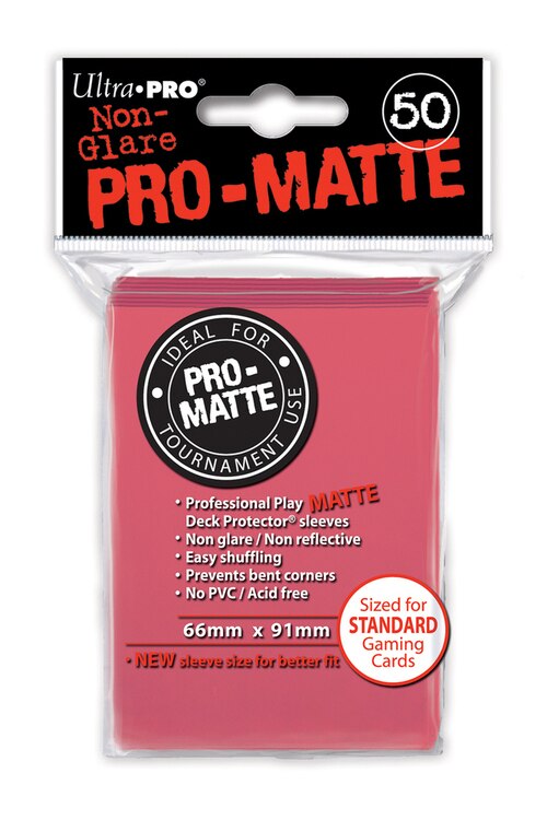 Ultra Pro PRO-MATTE Deck Protector - Standard Size Non-Glare Card Sleeves - 50 Count - FUSCHIA