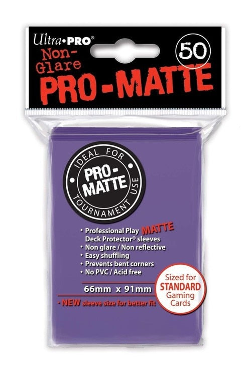 Ultra Pro PRO-MATTE Deck Protector - Standard Size Non-Glare Card Sleeves - 50 Count - PURPLE