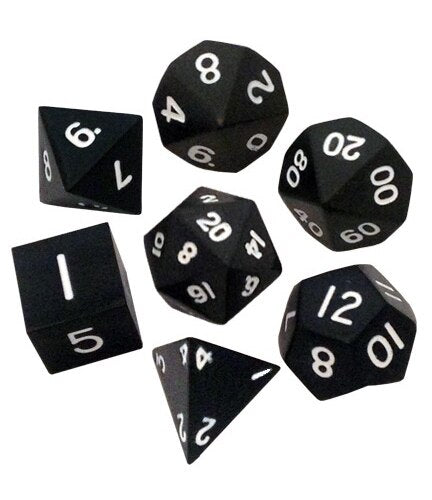 Metallic Dice Games - 16mm Polyhedral Dice (Set of 7) - Black