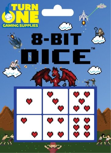 8-Bit Dice - 18mm D6 (Set of 6) - Heart Counter Edition - Turn One Gaming