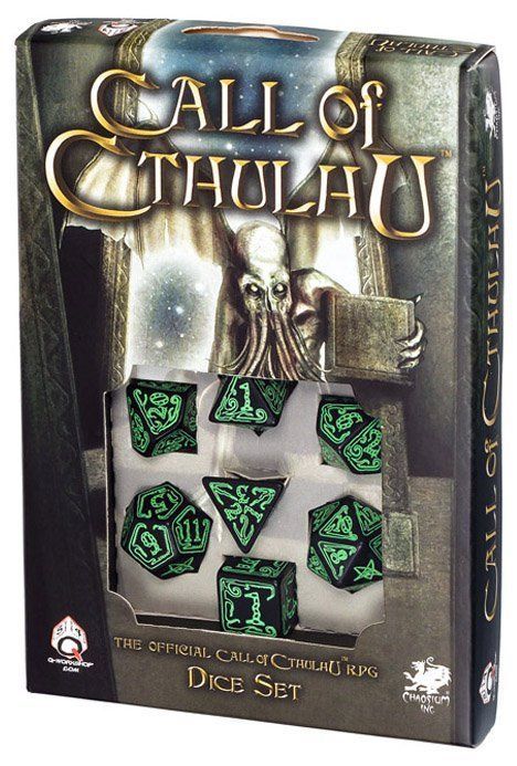Q-Workshop - Call of Cthulhu - Set of 7 Polyhedral Dice - Black/Green