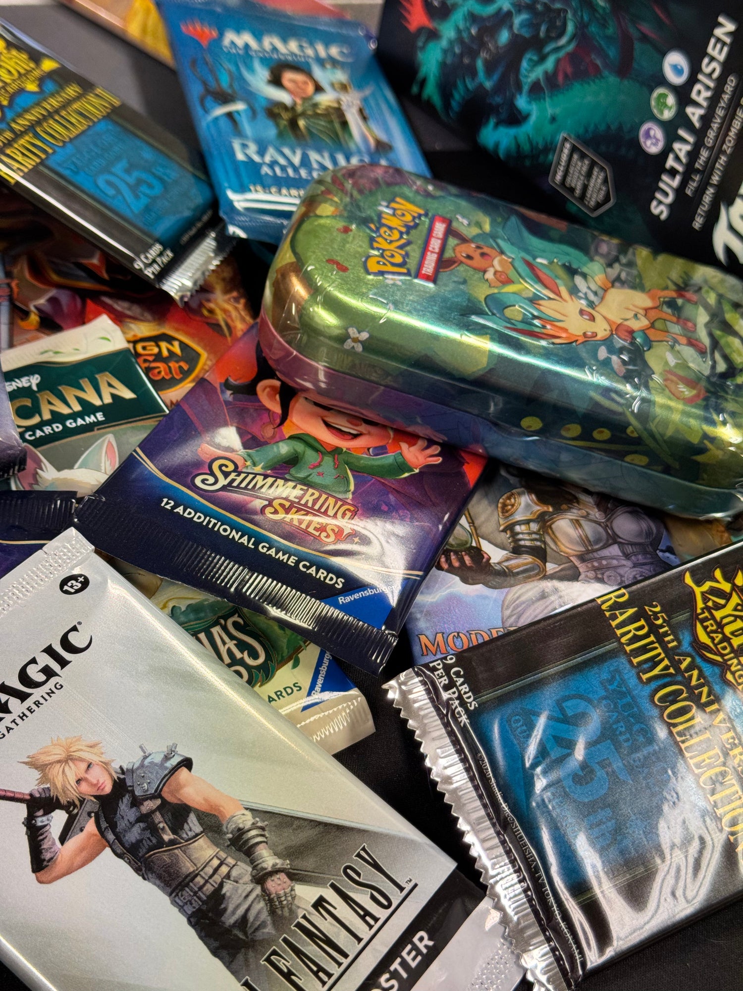 Pile of collectible card game packs