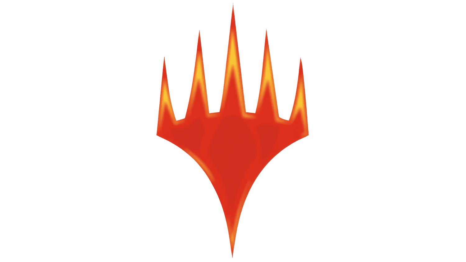 Magic the gathering planes walker forked symbol in flame red and yellow.