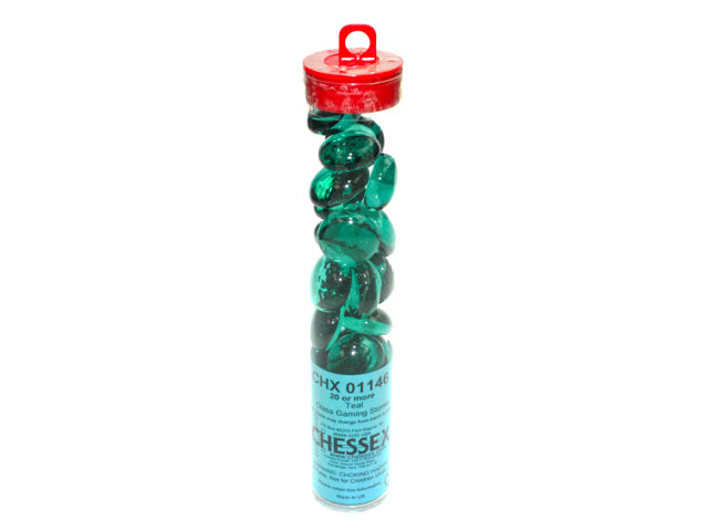 Large Translucent Teal Glass Stones Tube