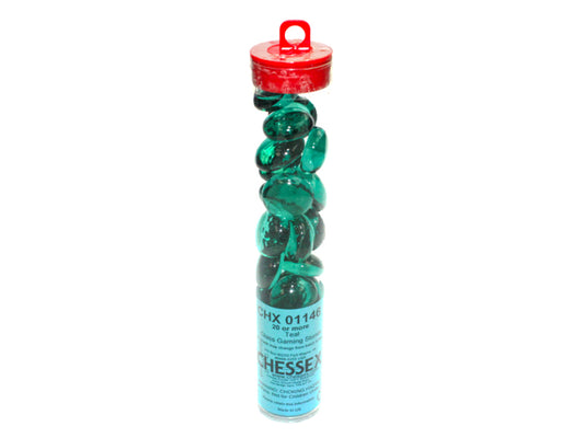 Large Translucent Teal Glass Stones Tube
