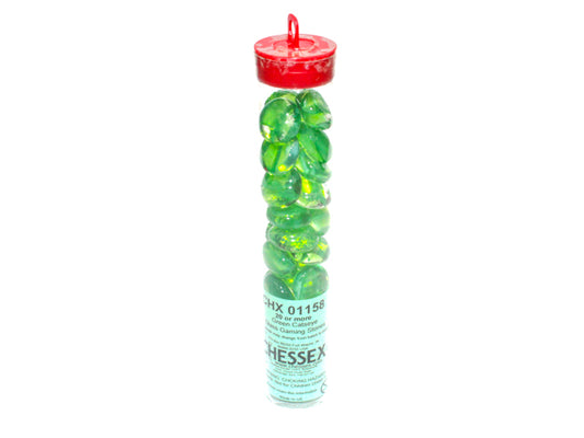 Large Catseye Green Glass Stones Tube