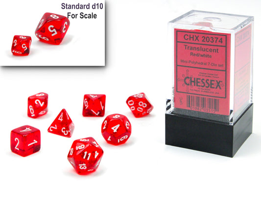 Chessex - Translucent Mini-hedral Red/white 7-Die Set