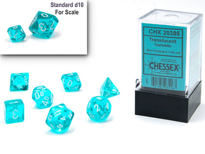 Chessex - Translucent Mini-hedral Teal/white 7-Die Set