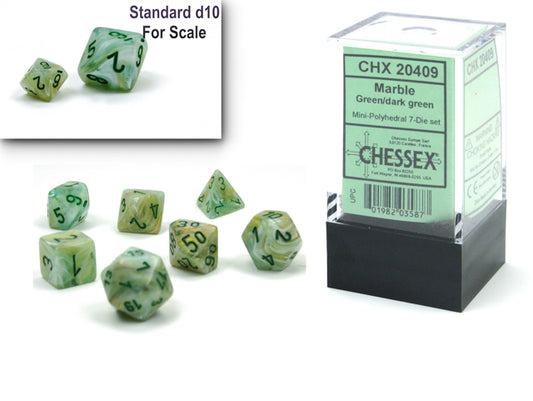 Chessex - Marble Mini-hedral Green/dark green 7-Die Set