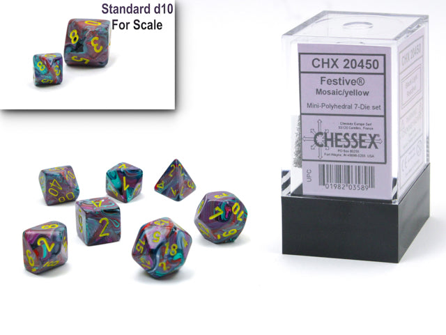 Chessex - Festive Mini-hedral Mosaic/yellow 7-Die set