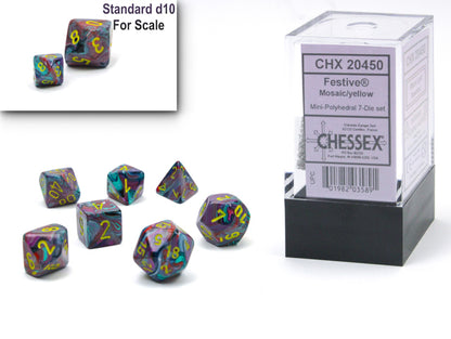 Chessex - Festive Mini-hedral Mosaic/yellow 7-Die set