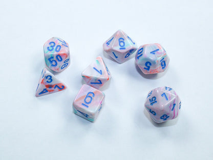 Chessex - Festive Mini-hedral Pop Art/blue 7-Die set