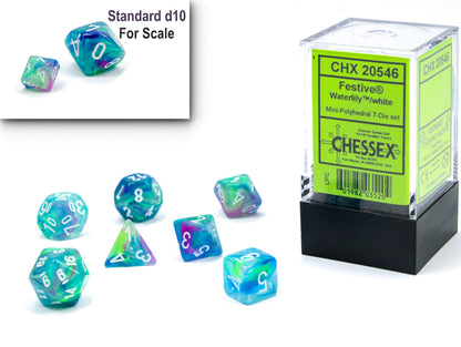 Chessex - Festive Mini-hedral Waterlily/white 7-Die set