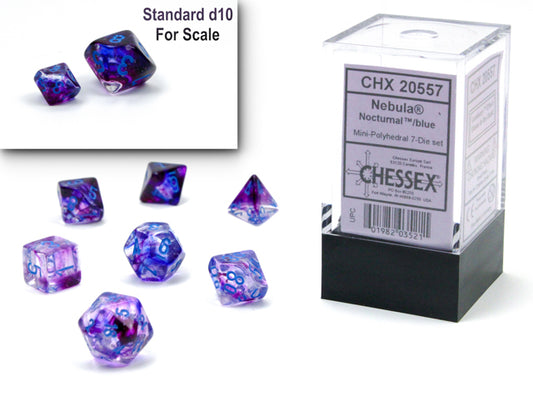 Chessex - Nebula Mini-hedral Nocturnal/blue Luminary 7-Die Set