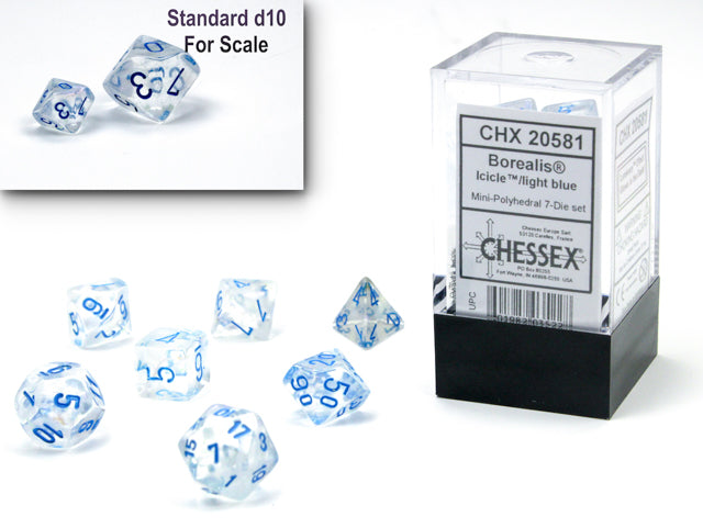Chessex - Borealis Mini-hedral Icicle/light blue Luminary 7-Die