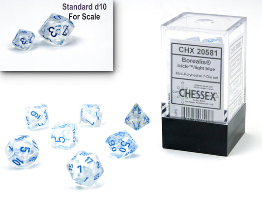 Chessex - Borealis Mini-hedral Icicle/light blue Luminary 7-Die