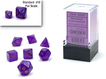 Chessex - Borealis Mini-hedral Royal Purple/gold Luminary 7-Die