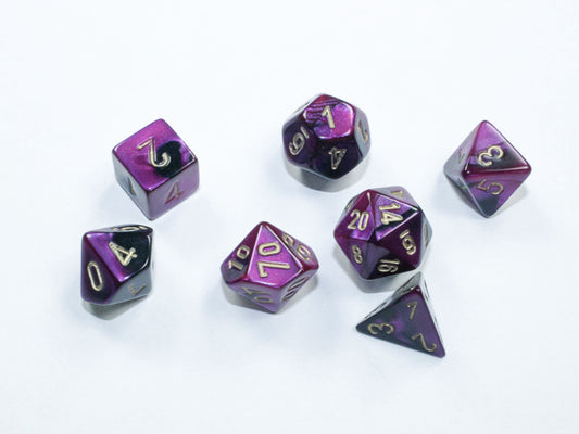 Chessex - Gemini Mini-hedral Black-Purple/gold 7-Die Set