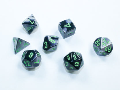 Chessex - Gemini Mini-hedral Black-Grey/green 7-Die Set