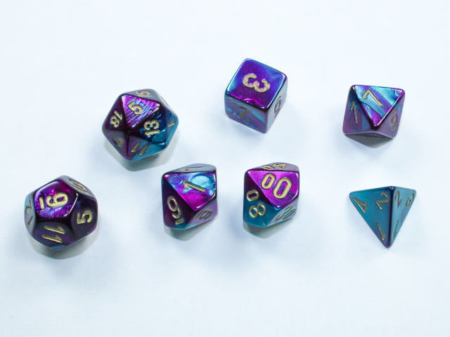 Chessex - Gemini Mini-hedral Purple-Teal/gold 7-Die Set