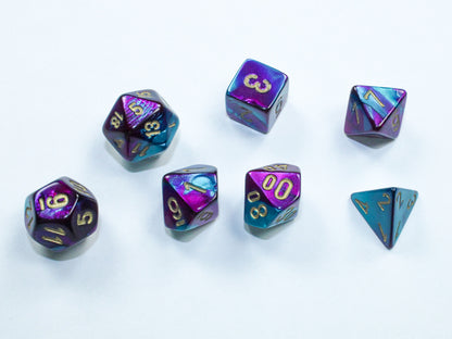 Chessex - Gemini Mini-hedral Purple-Teal/gold 7-Die Set