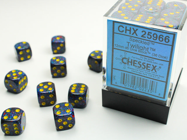 Chessex Speckled Twilight 12mm d6 Dice Block (36 Dice)