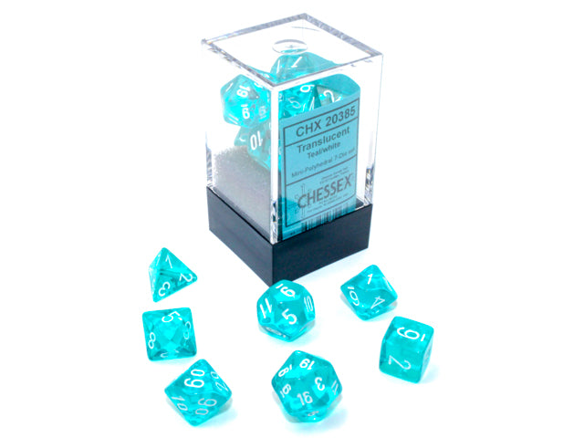 Chessex - Translucent Mini-hedral Teal/white 7-Die Set