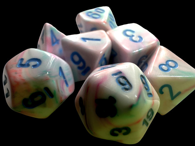 Chessex - Festive Mini-hedral Pop Art/blue 7-Die set