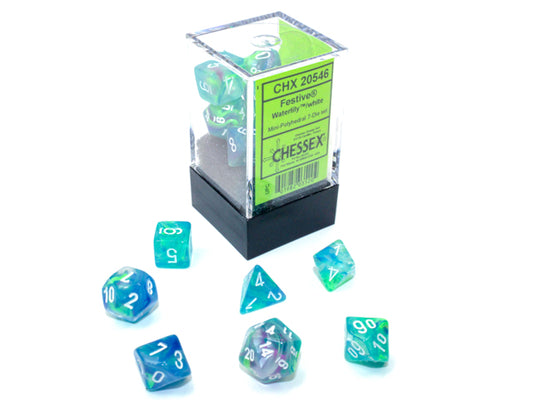 Chessex - Festive Mini-hedral Waterlily/white 7-Die set