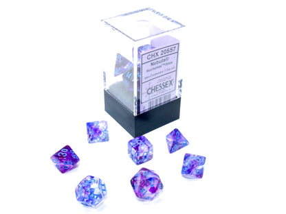 Chessex - Nebula Mini-hedral Nocturnal/blue Luminary 7-Die Set