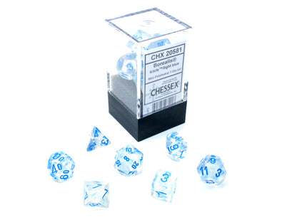 Chessex - Borealis Mini-hedral Icicle/light blue Luminary 7-Die