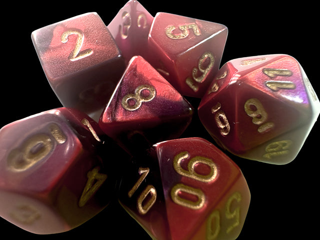 Chessex - Gemini Mini-hedral Purple-Red/gold 7-Die Set