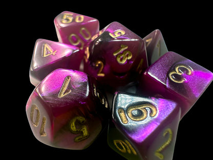 Chessex - Gemini Mini-hedral Black-Purple/gold 7-Die Set