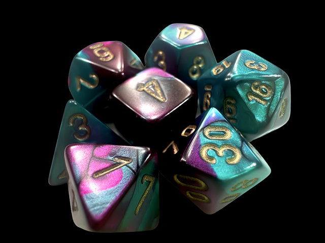 Chessex - Gemini Mini-hedral Purple-Teal/gold 7-Die Set