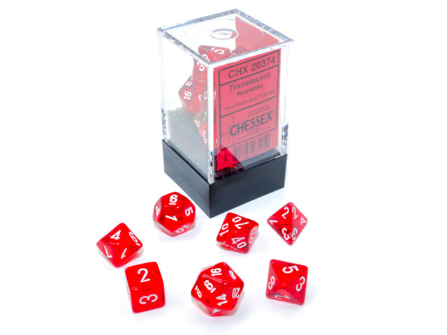 Chessex - Translucent Mini-hedral Red/white 7-Die Set