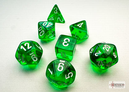 Chessex - Translucent Mini-hedral Green/white 7-Die Set