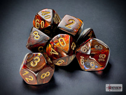Chessex - Scarab Mini-hedral Blue Blood/gold 7-Die Set