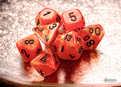 Chessex - Vortex Mini-hedral Orange/black 7-Die Set