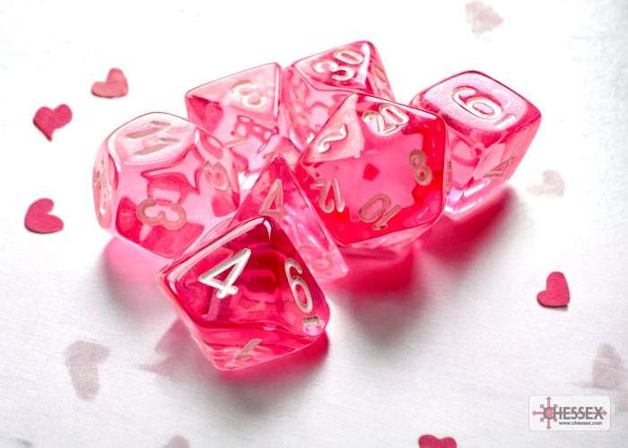 Chessex - Translucent Mini-hedral Pink/white 7-Die Set