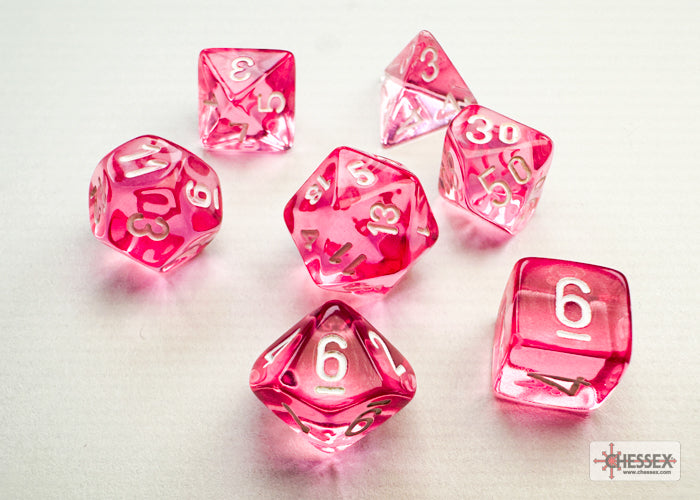 Chessex - Translucent Mini-hedral Pink/white 7-Die Set