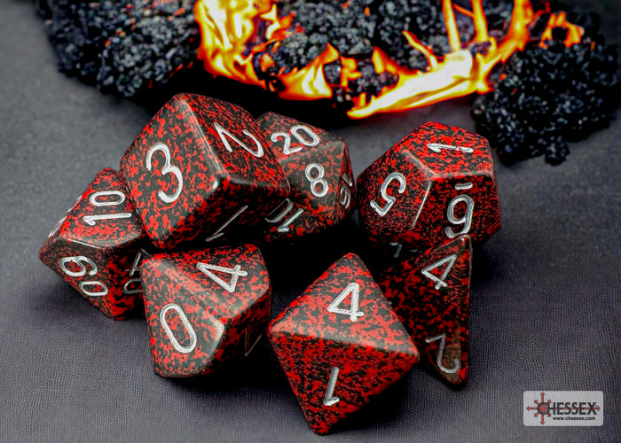 Chessex Speckled Silver Volcano Polyhedral 7-Dice Set